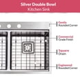 thumbnail image 6 of Strictly Sinks 33 inch 16ga Top mount Kitchen Workstation Drop In Sink Silver 50/50 Double Bowl Sink, 6 of 7