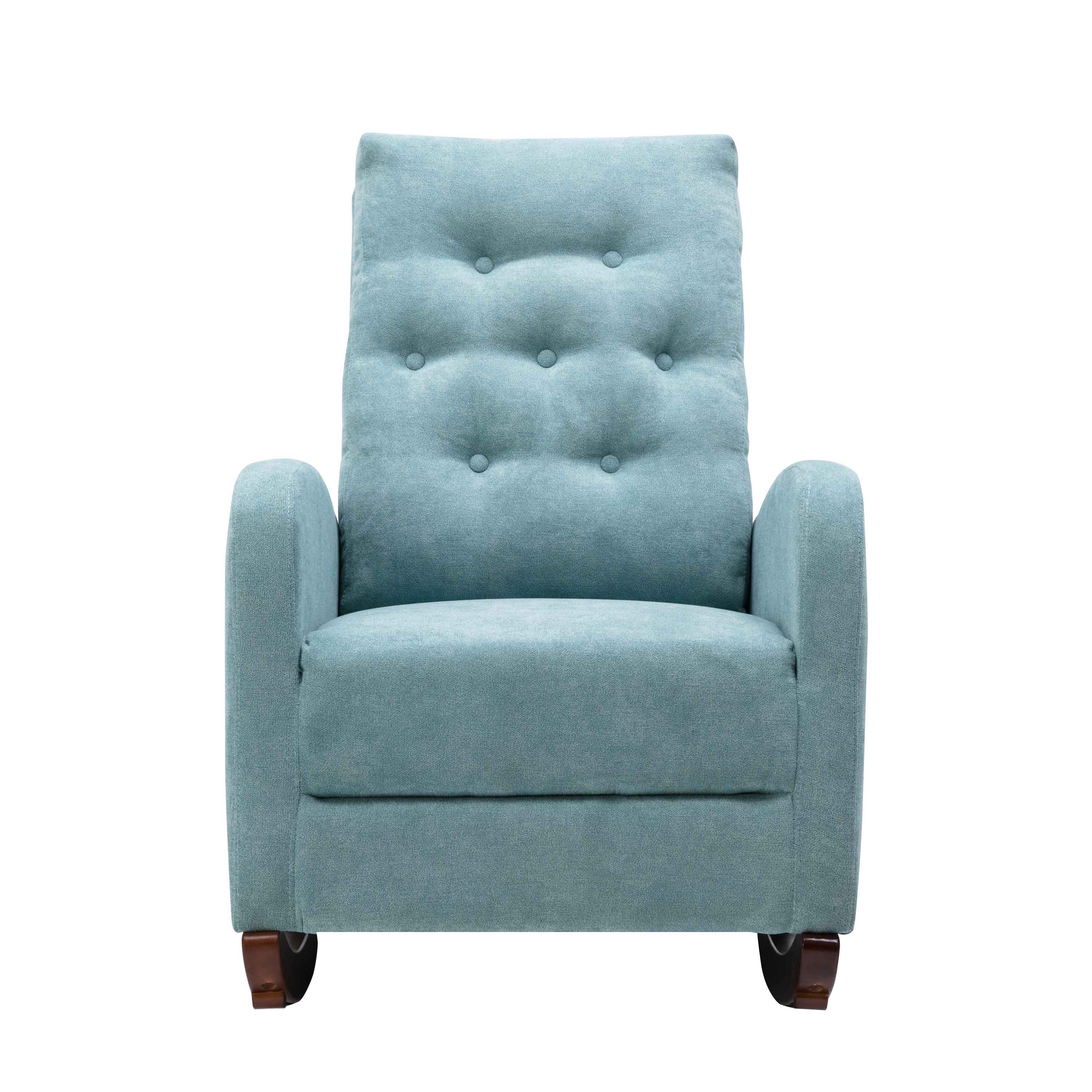 Ucloveria Modern Home Rocking Chair, Comfy Armchair with Side Pocket, Living Room Lounge Single Sofa, High Backrest with Decorative Buttons