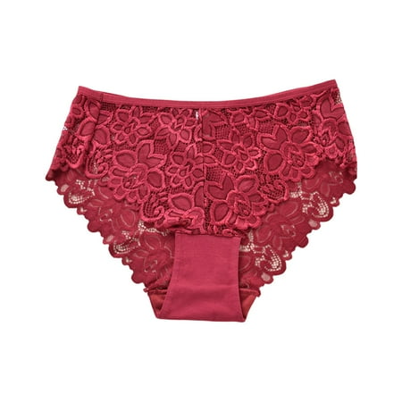 OJSFQUFP Red Womens Underwear Sexy Lace Panties Stretch Soft Ladies Hipster Briefs Underwear Lady Underwear Soft Stretch Underwear L2