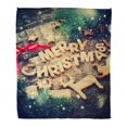 thumbnail image 1 of HATIART Throw Blanket 50x60 Inches Merry Christmas from Gingerbread Cookies on Wooden Table Bell Fir Tree Letters Warm Flannel Soft Blanket for Couch Sofa Bed, 1 of 1