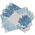 thumbnail image 2 of mubwai Ocean Coral Placemats Set of 4 Summer Blue White Coral Reef Linen Table Place Mat Nautical Sea Marine Seaweed Heat-Resistant Place Mats for Dining Kitchen 12"x18", 2 of 8