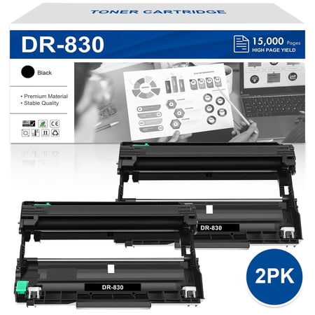 DR830 Brother Drum Replacement for Brother DR-830 Drum Unit Black for Brother TN-830XL TN-830 TN830 DCP-L2640DW HL-L2460DW MFC-L2820DW HL-L2405W HL-L2400D HL-L2480DW Printer Drum Unit 2-PACK
