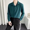 thumbnail image 5 of Camisas Para Hombre Camisa Verde Lisa De Manga Larga Para Hombre Original Con Cuello Mangas Cosas Baratas 2025 Novedad En Venta Silk Social Xxl I, 5 of 5