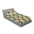 thumbnail image 2 of Floral Fitted Sheet & Pillow Sham Set, Blossoming Lotus Flowers Watercolor Waterlily on Green and Navy Back, Decorative Printed 2 Piece Bedding Decor, Twinxl, Dried Rose Pastel Yellow, by Ambesonne, 2 of 2