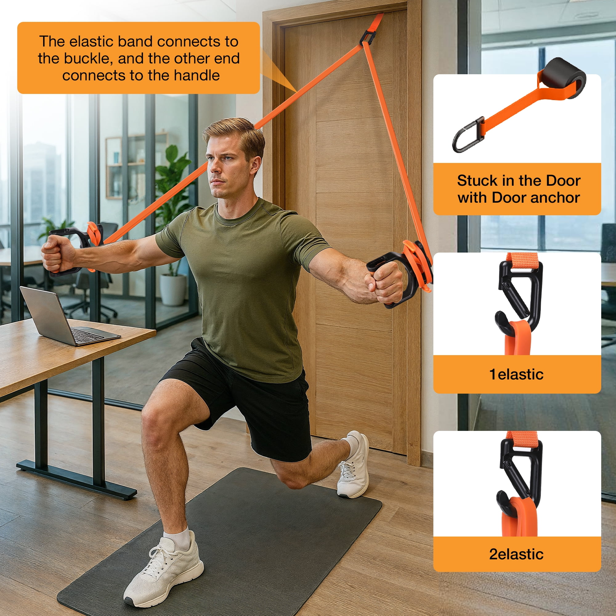 Warmounts 7-in-1 Adjustable Push up Board with Resistance Bands & Door Anchor - Full Body Workout, Safe & Space-Saving Home Gym Equipment for Men