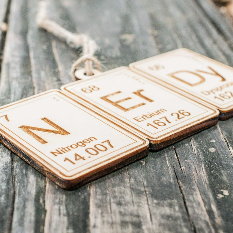 Ornament - Periodic Table Nerdy - Raw Wood 3x5in Ornament - Periodic Table Nerdy - Raw Wood 3x5in