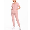 thumbnail image 2 of AzureSilk Women's Set V-Neck Short Sleeve Top with Pockets and Drawstring Pants Quick Dry Uniform Outfit Workout Sets For Women, 2 of 7