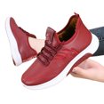 thumbnail image 4 of Women Waterproof Leather Winter Sneakers Elastic No Tie Lace Up Warm Fleece Lined Lightweight Cushion Walking Shoes, 4 of 6