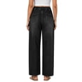 thumbnail image 6 of Womens Loose Denim Trousers Baeitkot Womens Elastic Waist Wide Leg Jeans Casual Loose Denim Trousers with Side Pockets Black M, 6 of 8