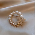 thumbnail image 2 of Nvzi Women Butterfly Pearl Crystal Big Safety Pin Jewelry Brooch Knit Scarf Lapel or Collar Brooch Pin （Gold）, 2 of 5