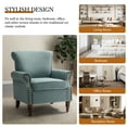 thumbnail image 3 of Upholstered Armchair, Tina's Home Accent Chair Nailhead Trim Wood Leg Living Room Bedroom Blue, 3 of 7