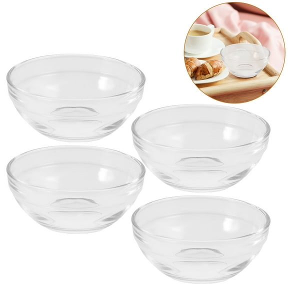 WHAMVOX  4 PCS Clear Glass Bowls Serving for Entertaining Transparent