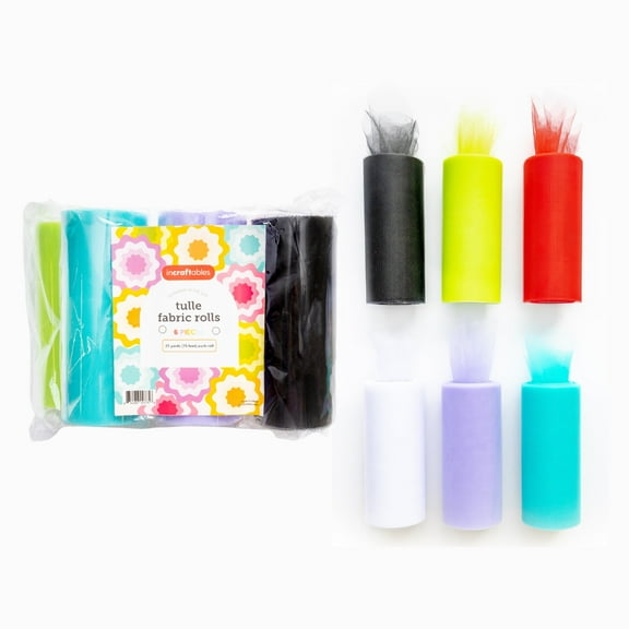 Incraftables Assorted Tulle Roll - 25 Yards Each, 6 Colors, Polyester Decorations for Crafts and Gift Wrapping