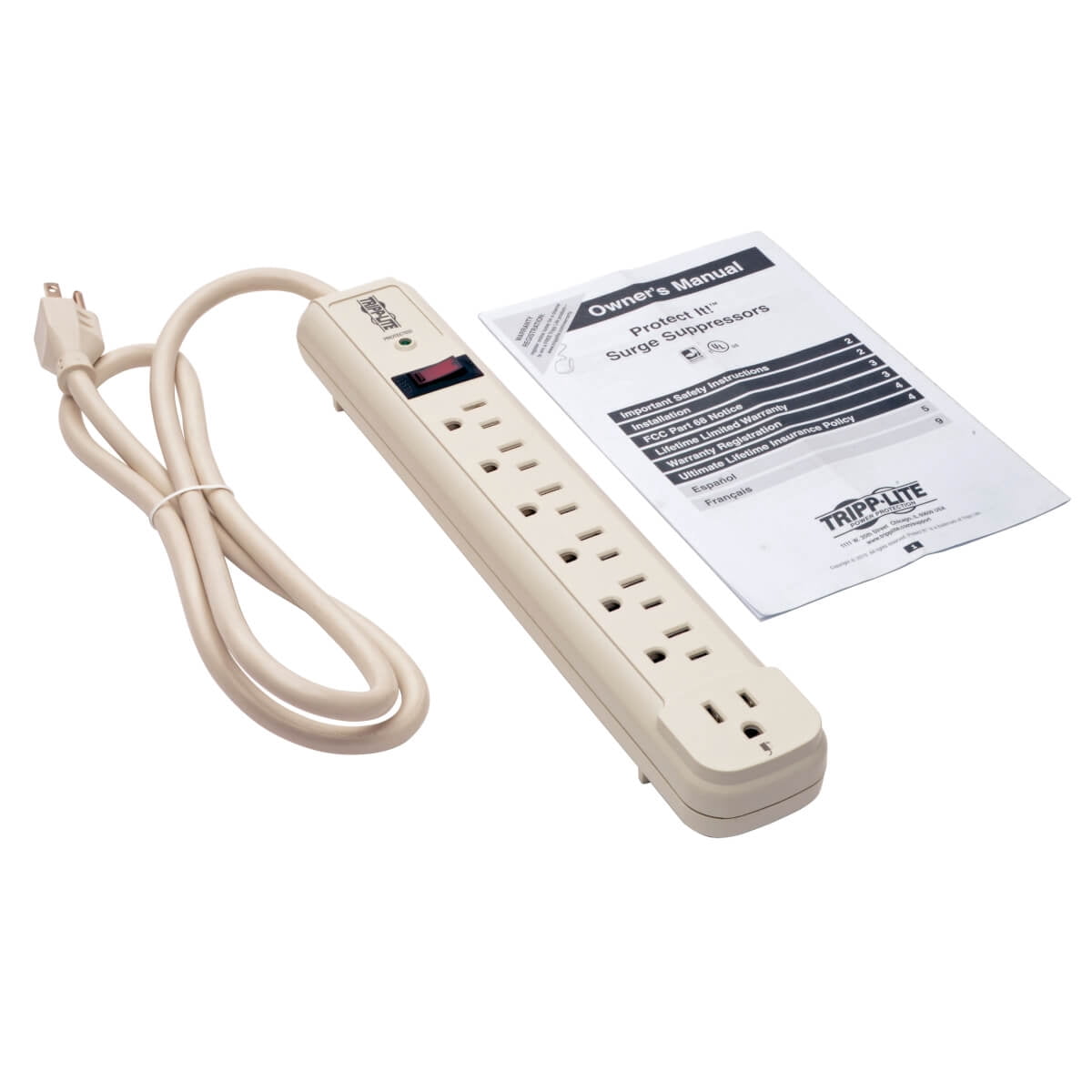 Tripp Lite TLP74R Protect It! 7-Outlet Surge Protector, 4ft Cord