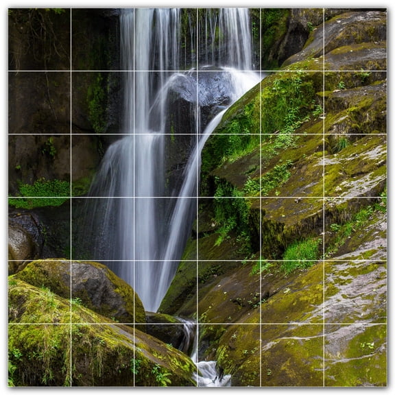 Picture-Tiles.com: Waterfalls Ceramic Tile Wall Mural WAL501135-66XL. 72"W x 72"H using (36) 12" x 12" Ceramic Tiles-Satin Finish