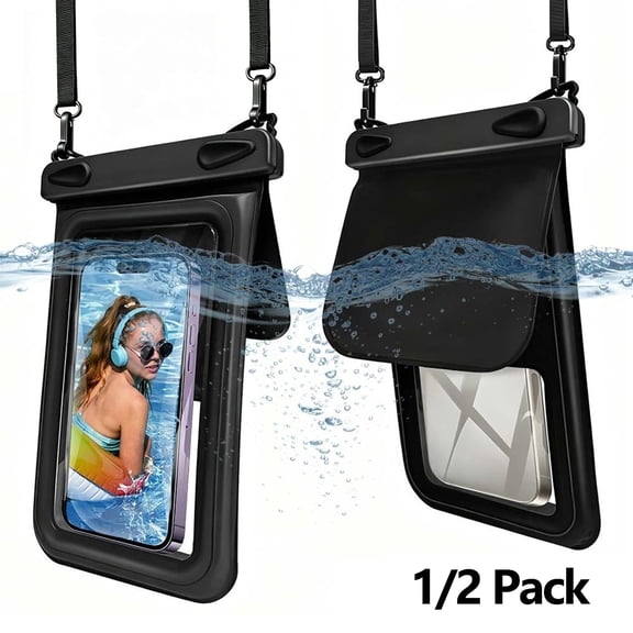 Waterproof Phone Pouch Double Space [Up to 8"] , IC ICLOVER Floating Waterproof Phone Case Dry Bag with Lanyard for iPhone Beach Vacation Travel Cruise Essentials