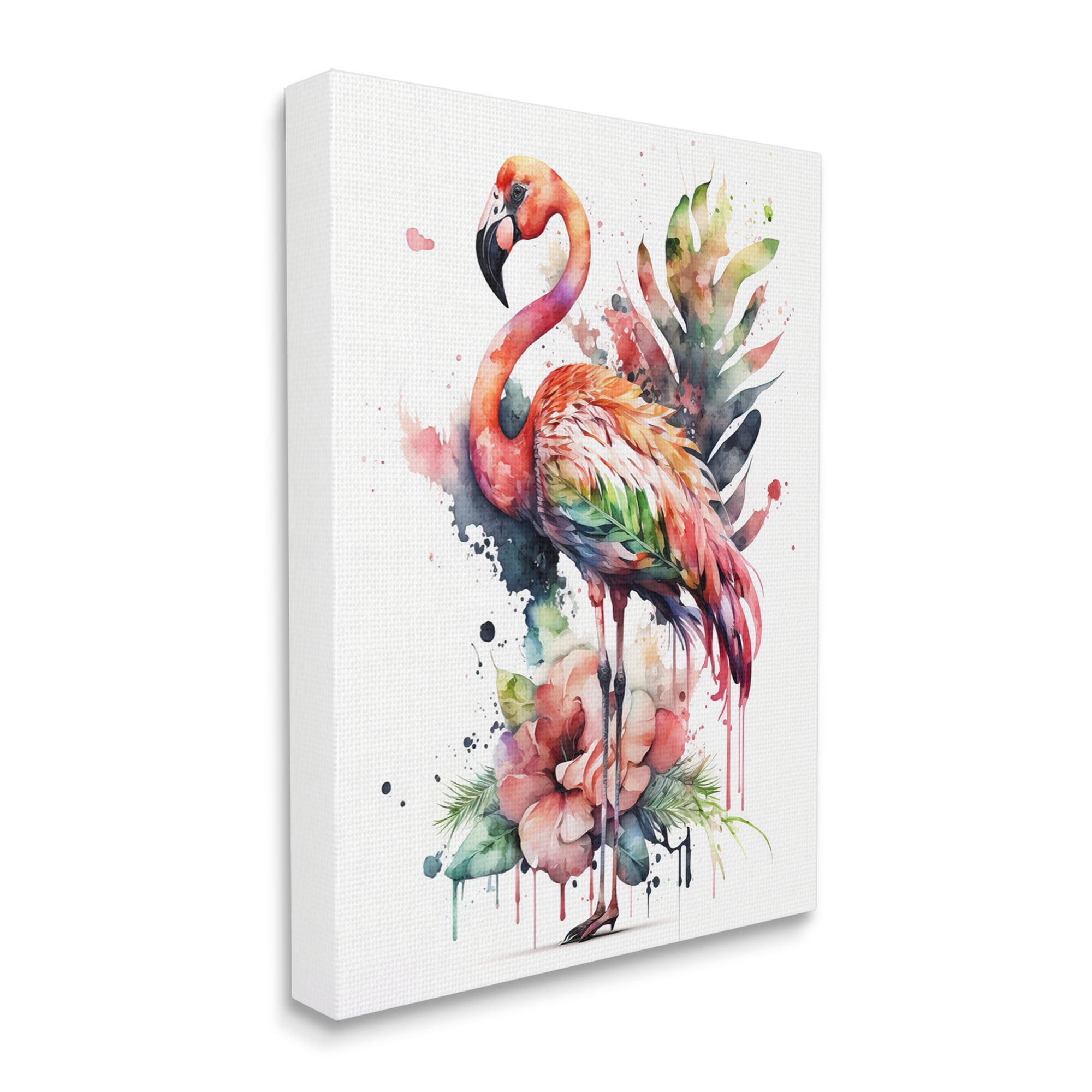 Stupell Industries Modern Splash Flamingo Animals & Insects Painting Gallery Wrapped Canvas Art Print Wall Art, 24 x 30