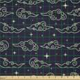 thumbnail image 2 of Ambesonne Asian Fabric by the Yard Microfiber, Japanese Stars Clouds Art, 2 Yards, Dark Purple Pale Yellow, 2 of 2