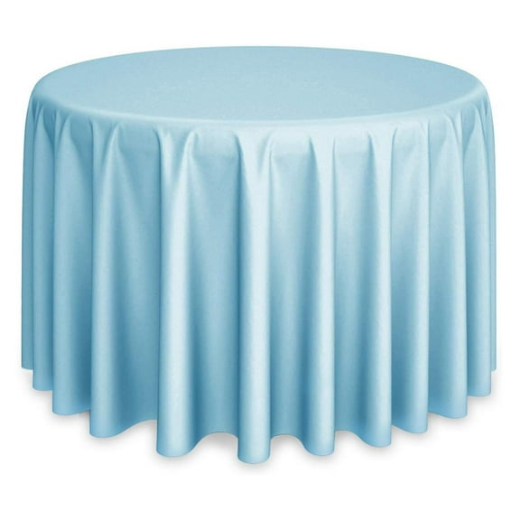 HeSLehs - 5 Premium 120" Round Tablecloths for Wedding/Banquet/Restaurant - Polyester Fabric Table Cloths - Baby Blue