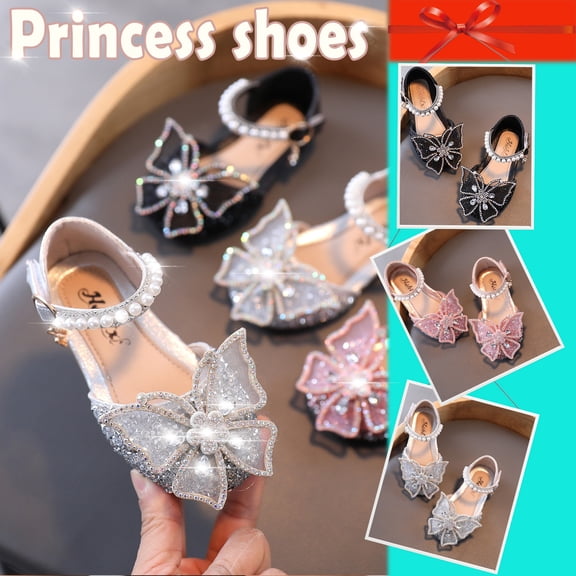 dgysar Girls Princess Roman Sandals Rhinestone Pearl Decor Flat Sandals Cute Elegant for Party Wedding Daily Summer Casual Use Black 22