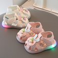 thumbnail image 5 of LNMQLPDBS Toddler First Walking Shoes Summer Outdoor Soft Flat Sole Sandals for Baby Girls with Cute Decorat Comfortable Sandals Anti-Slip Sole Toddler Shoes Lightweight Breathable Princess Shoes, 5 of 9