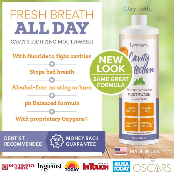 Oxyfresh Cavity Protection Fluoride Mouthwash Anticavity Mouthwash for Sensitive Teeth Non