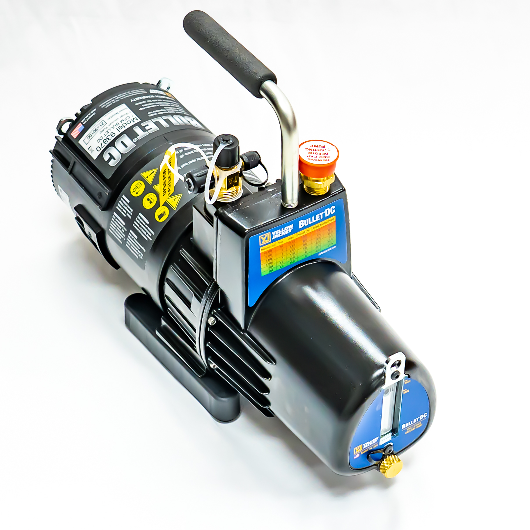 Yellow Jacket 93870 Bullet DC Vacuum Pump, 7 CFM, 115V, 60 Hz – 2-Stage BLDC HVAC Refrigeration Pump