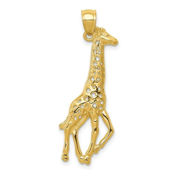 Diamond2Deal 14K Yellow Gold Giraffe Pendant for Women (L-39 mm,W-8 mm)