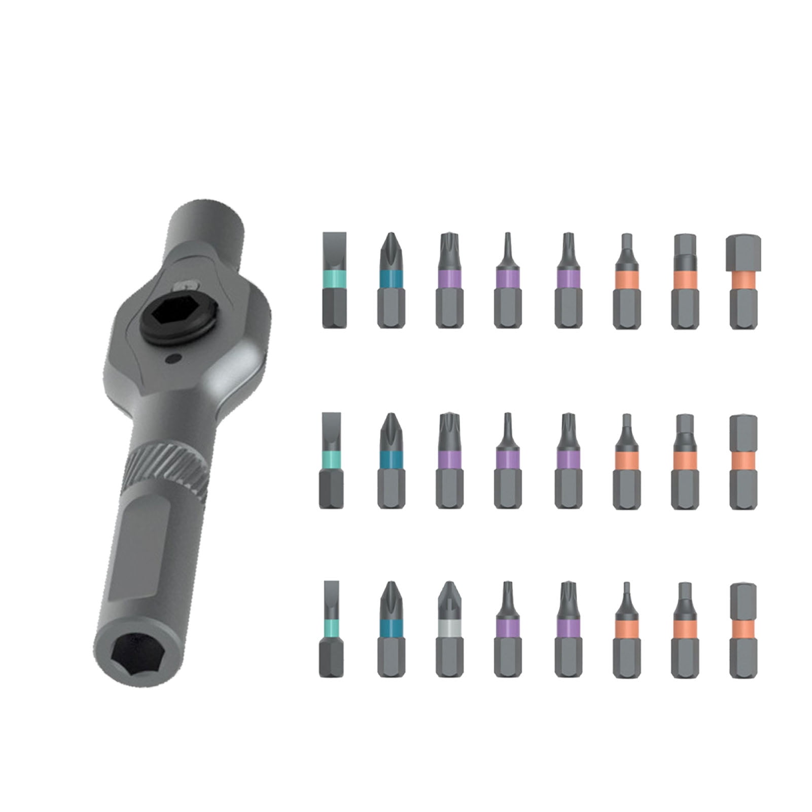 YAHHU 24 in 1 Magnetic Ratchet Screwdriver Set Multifunctional S2 Steel Screw Driver Kit for Home Repair Maintenance Tool Combinations 5.12 inches / 13 cm