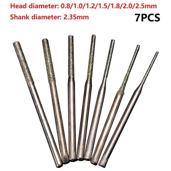 Mosiee 7Pcs Lapidary Emery Coated Solid Bits Kit Hole-Saw Drill Bits Gems Drilling Needle for Accurate Hole Accessories