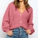 thumbnail image 1 of Pntutb señoras moda cuello en V color sólido botón suelto suéter exterior suéter Pntutb Pntutb-5266, 1 of 7