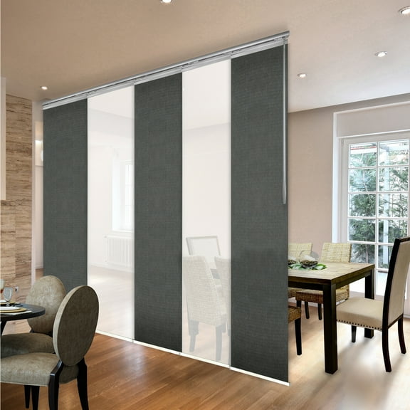 Domovina 5 Panel Track Vertical Blinds, Adjustable 58-110"W x 91.4"H - Kalyna/Adelaide
