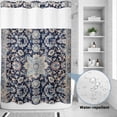 thumbnail image 2 of No Hook Shower Curtain, Blue Boho Shower Curtains for Bathroom with See Through Top Window, Modern Geometric Abstract Art Vintage Waterproof & Washable Bath Curtain Extra Long 72"x96", 2 of 9