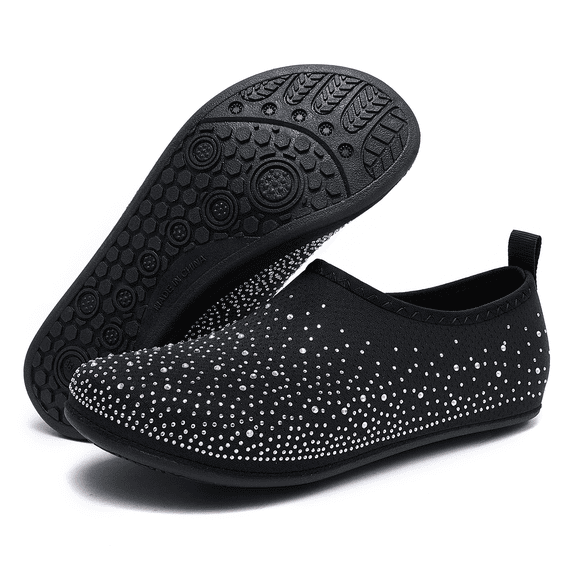 Stepedia Women's Water Shoes Rhinestone Aqua Socks Quick Dry Beach Swim Shoes for Pool Diving Boating Yoga