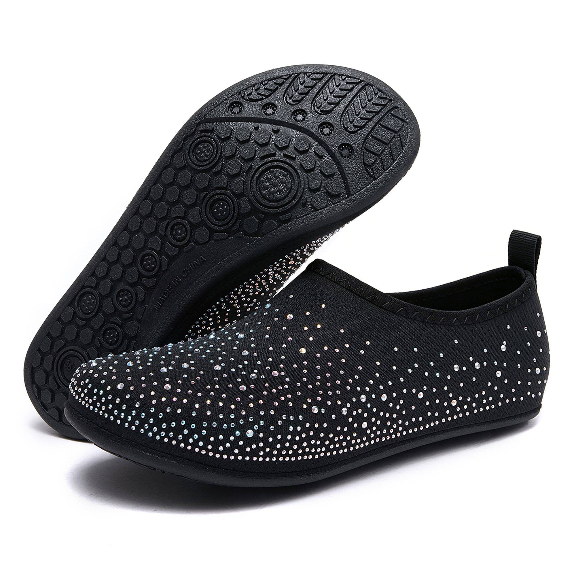 Stepedia Women's Water Shoes Rhinestone Aqua Socks Quick Dry Beach Swim Shoes for Pool Diving Boating Yoga