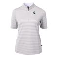 thumbnail image 2 of Women's Cutter & Buck  Gray Michigan State Spartans DryTec Virtue Eco Pique Stripe Recycled Polo, 2 of 3
