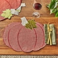 thumbnail image 3 of Violet Linen Thanksgiving Harvest Fall Pumpkin Pattern, Polyester Applique Embroidered Burlap, Red, 12 Inch x 18 Inch, Oval, Set of 4, Decorative Place Mats, 3 of 7