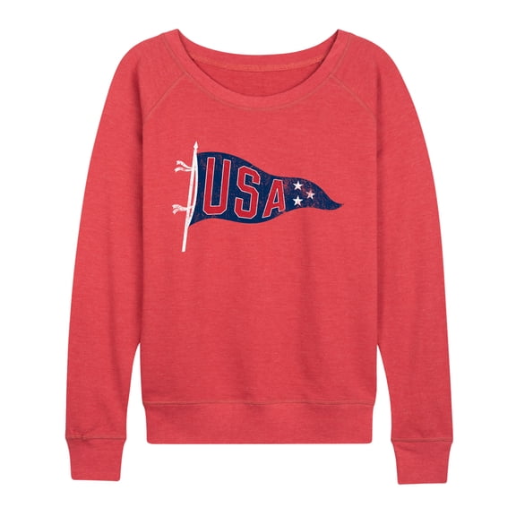 Instant Message - USA Pennant Lightweight French Terry Wide Neck Long Sleeve Graphic Shirt