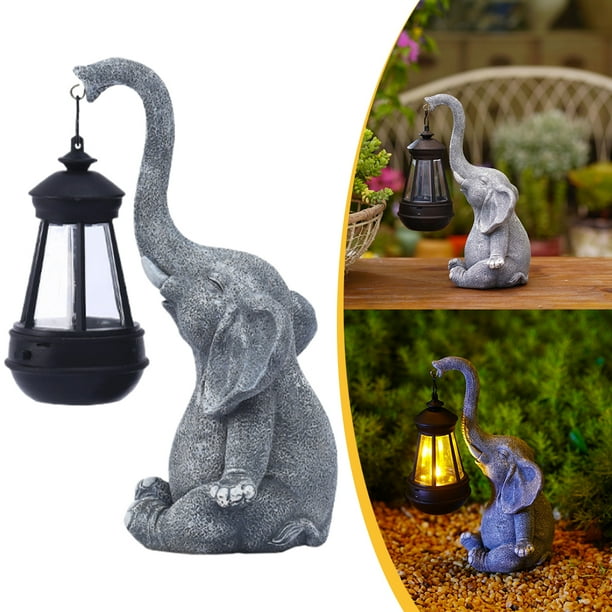 Solar Estatua Elefante Y Creativa para Jardín Exterior (gris)