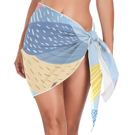 Birds on Branch and Flowers Women Coverups Beach Cover Up Chiffon Swimsuit Bikini Wrap Short Skirt Beach Slit Tie Waist