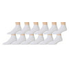 12 Pairs of excell Mens Diabetic Ankle Socks, Low Cut Athletic Sport Sock (White)