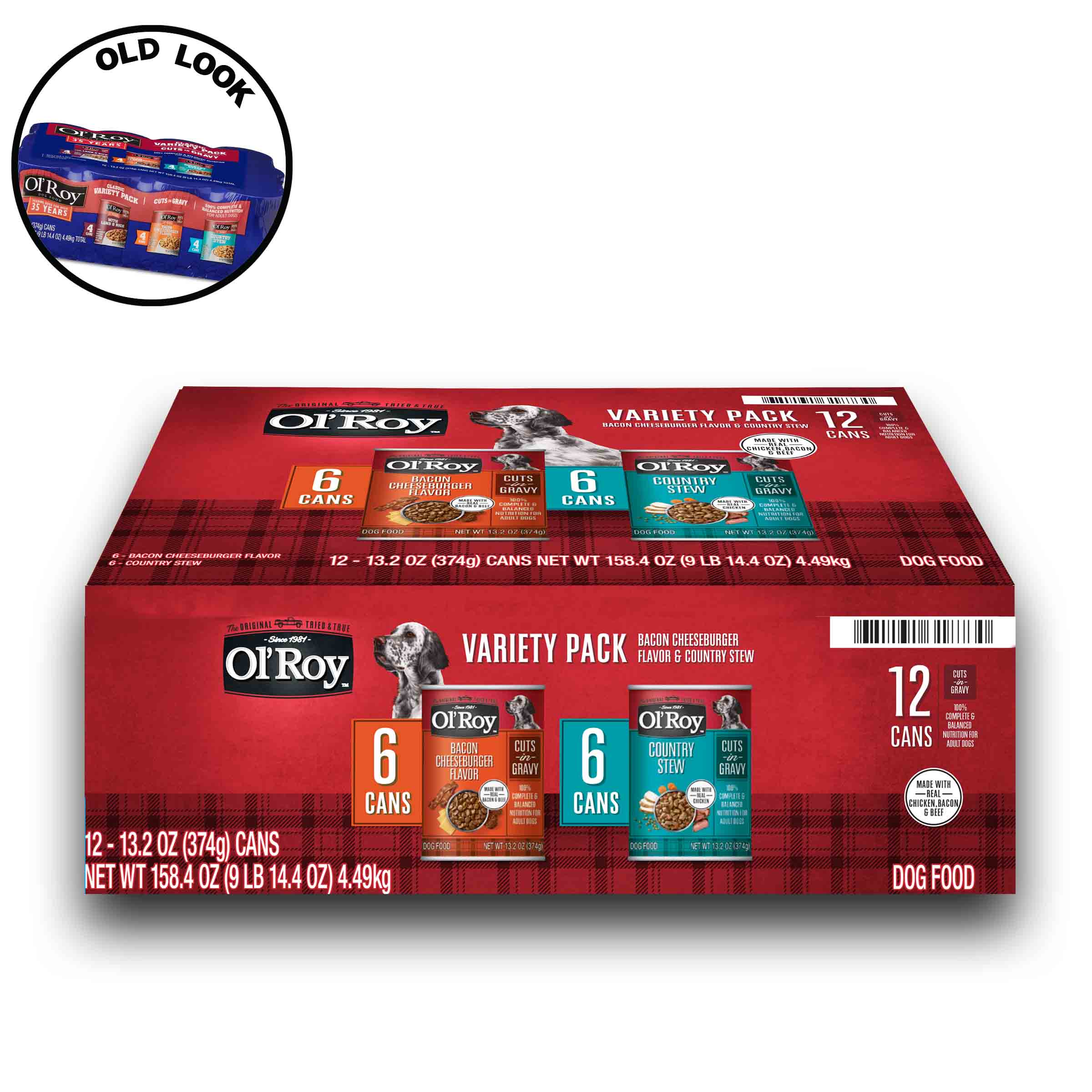 Ol' Roy Cuts in Gravy Wet Dog Food Variety Pack, Bacon Cheeseburger