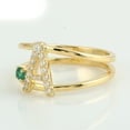 thumbnail image 2 of KIRAN FINE JEWEL Round Green Emerald CZ Diamond Alphabet Statement Ring Yellow Gold Plated 925 Silver Band Ring Statement Jewelry Gift For Her, 2 of 5