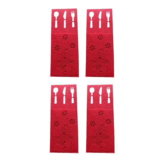 Toystoory 4 unids/set muñeco de nieve navideño cubiertos tenedor soporte vajilla cubiertos bolsa de almacenamiento de dulces para bolsillo de Kits de decoración para fiestas