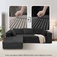 thumbnail image 2 of 108.5” Modular Cloud Sectional Sofa with L Shape Chaise, Oversized Boneless Deep Seat Couch with Corduroy Fabric, No Assembly Required Living Room Sofa, Black, 2 of 11