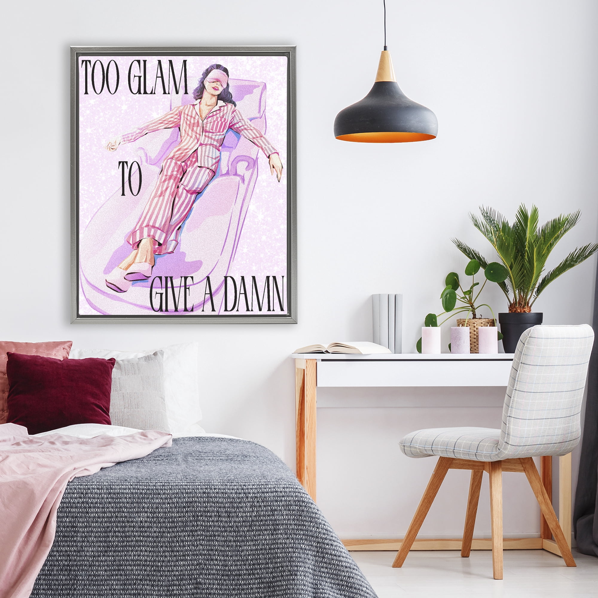 Stupell Industries To Glam To Care Gray Framed Floater Canvas Wall Art, design by Ziwei Li