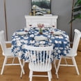 thumbnail image 2 of Daisy Flower Blue Round Table Cloth,Wrinkle Free Table Cover with Polyester,Waterproof Reusable Round Table Cloths for Home Decor Summer Spring Picnic Dining Holiday (Round,60x60inch), 2 of 6