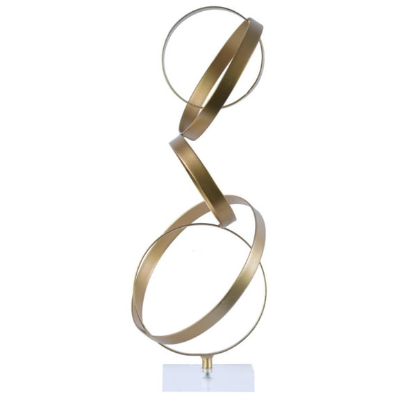 Cascading Interlooping Hoops Sculpture on Acrylic Base- Gold- Benzara