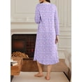 thumbnail image 4 of Avidlove Nightgowns for Women Floral Long Sleeve Henley Sleepshirt Full Length Nightdress Sleepwear with Pockets S-3XL, 4 of 8