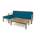 thumbnail image 4 of Santa Otis Outdoor 3 Seater Acacia Wood Sofa Sectional with Cushions, Light Brown and Dark Teal, 4 of 4
